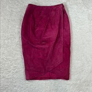 Vintage 80s CHIA pink suede wrap style pencil skirt, size 4